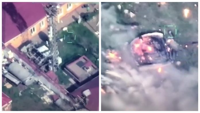 banderoli-ot-bajraktarov-vsu-unichtozhili-komandnyj-punkt-okkupantov-na-zmeinom-video